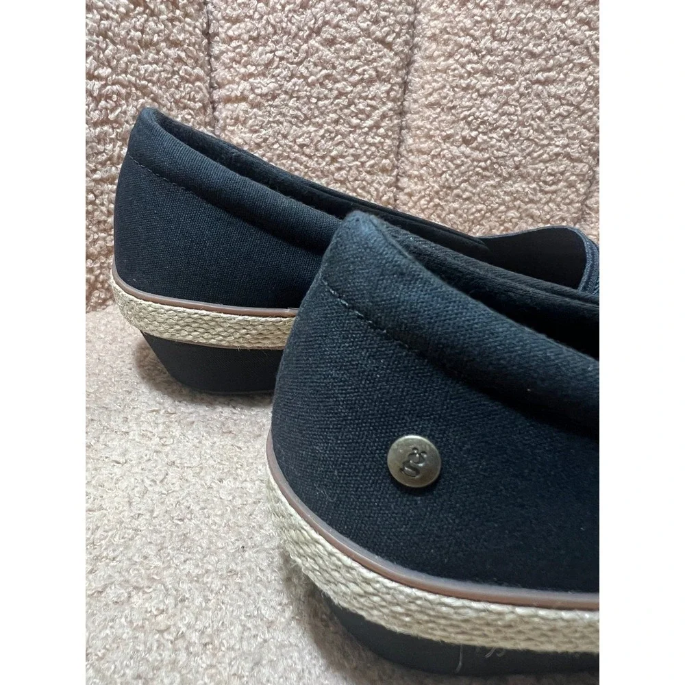 Grasshoppers Womens Black Knit Espadrille Slip On Loafers Memory Foam Flats 8.5